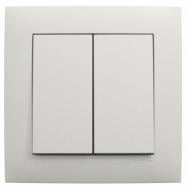Выключатель двухклавишный перекрестный двухклавишный Efapel Logus без подсветки металлик ледяной 21204 TGE