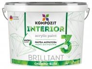 Фарба акрилова водоемульсійна Kompozit INTERIOR 3 глибокий мат білий 0,9 л 1,4 кг