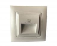 Розетка USB двойная Efapel Logus 2А без крышки металлик ледяной 21384 TGE