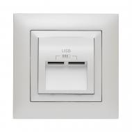 Розетка USB двойная Efapel Logus 2А без крышки металлик ледяной 21384 TGE Розетка USB двойная Efapel Logus 2А без крышки металлик ледяной 21384 TGE