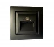 Розетка USB двойная Efapel Logus 2А без крышки черный матовый 21384 TPM