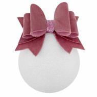 Елочная игрушка MIS LT Шар декорирован d 80 мм белый/розовый