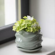 Горщик для квітів кераміка 19х16 см PT 201-16 круглий зелена хвиля Eterna