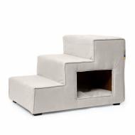 Ступени широкие PETBED с домиком правый 66х42 см h-45 см велюр серый