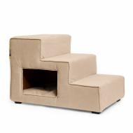 Ступени широкие PETBED с домиком левый 66х42 см h-45 см велюр бежевый