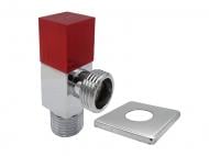 Кран кутовий ASCO 1/2"х1/2" для сантехприладів Chrome-Red handle AS-AV-003