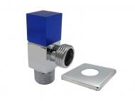 Кран кутовий ASCO 1/2"х1/2" для сантехприладів Chrome-Blue handle AS-AV-005