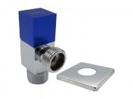 Кран кутовий ASCO 1/2"х3/4" для сантехприладів Chrome-Blue handle AS-AV-006