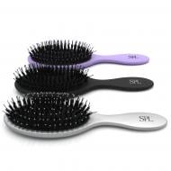 Щітка для волосся масажна SPL з пластмасовими голками та натуральним ворсом сіро-блакитний