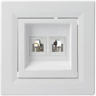 Розетка телефонная двойная Schneider Electric Asfora 4 pin белый