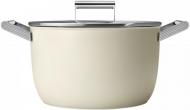 Кастрюля с крышкой Smeg 26 см Retro Style 50 (CKFC2611CRM) бежевая