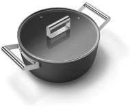 Кастрюля с крышкой Smeg 24 см Retro Style 50 (CKFC2411BLM) чёрная