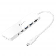 Мультипортова док-станція J5Create USB-C 6-в-1 (хаб/HDMI/картридер/аудіо) white (JCD373-N)