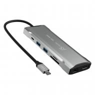 Док-станция J5Create USB-C 10Gbps, 9-в-1 (хаб/HDMI/DP/PD/LAN/картридер) dark grey (JCD397-N)