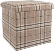 Ящик-пуф складной бежева клітинка 380x375x375 мм