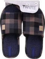 Тапки домашние Twins HS-VL большая клетка р. 40/41 синий с бежевым