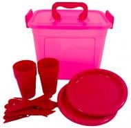 Набір для пікніка Rainbow 25 предметів рожевий Smart Kitchen by Flamberg