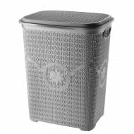 Корзина для белья ASUDE PLASTIK 65 л с крышкой Вязка серый