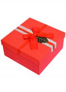 Коробка подарочная квадратная красная 19,5х19,5х9,5 см