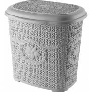 Корзина для белья ASUDE PLASTIK 7,5 л с крышкой Вязка серый