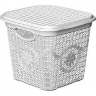 Корзина для белья ASUDE PLASTIK 12 л с крышкой глубокая белый