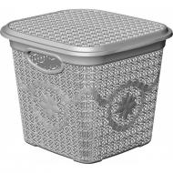 Корзина для белья ASUDE PLASTIK 12 л г лубокий с крышкой серая
