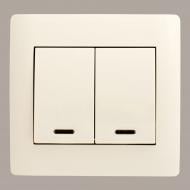 Выключатель двухклавишный LXL Oscar с подсветкой кремовый TL1104ВA Cream