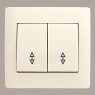 Выключатель проходной двухклавишный LXL Oscar без подсветки кремовый TL1105A Cream