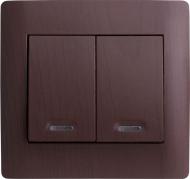Выключатель двухклавишный LXL Oscar TL1104B с подсветкой венге TL1104B Wenge