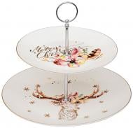 Блюдо Lefard двоярусне для тістечок Різдвяний олень 924-458 Блюдо Lefard двоярусне для тістечок Різдвяний олень 924-458