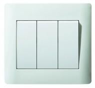 Выключатель трехклавишный LXL Oscar с рамкой без подсветки белый TL1172A White
