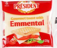 Сир TM President плавлений у скибках з Емменталем для тостів 40% 120 г