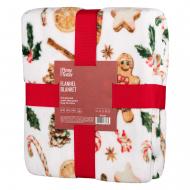 Плед Christmas Flannel имбирные пряники ART0118PB 160x200 см белый Ardesto
