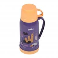 Термос дитячий для напоїв з ручкою та чашкою 1 л фіолетовий з помаранчевим (82790002) Supretto