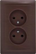 Розетка подвійна побутова без заземлення LXL Oscar IP20 венге TL1138А Wenge