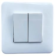 Выключатель двухклавишный Efapel Latina без подсветки белый 4706112 SBR