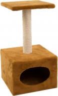 Кігтеточка Природа Д11 з будкою 36х36х65 см Коричнева/Бежева