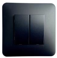 Выключатель двухклавишный Efapel Latina без подсветки черный матовый 4706112 SPM
