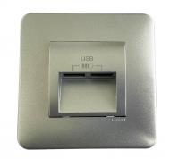 Розетка двойная с заземлением Efapel Latina IP20 алюминий 4738412 SAL