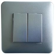 Вимикач прохідний двоклавішний Efapel Latina без підсвітки алюміній 4710112 SAL