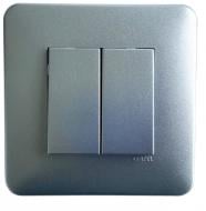 Выключатель перекрестный двухклавишный Efapel Latina без подсветки алюминий 4705012 SAL