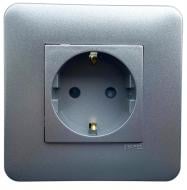 Розетка с заземлением Efapel Latina Шуко IP20 алюминий 4712912 SAL