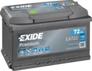 Акумулятор автомобільний EXIDE Premium 72Ah 720A 12V «+» праворуч (EA722)