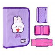 Пенал шкільний твердий одинарний з двома клапанами HP-04 Cute Bunny 533740 YES фіолетовий із малюнком
