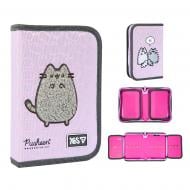 Пенал шкільний твердий одинарний з двома клапанами HP-04 Pusheen Delicacy 533741 YES рожевий із сірим