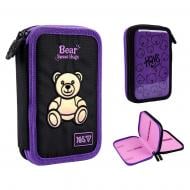 Пенал школьный твердый двойной HP-01 Bear Sweet Hugs 533710 YES черно-фиолетовый