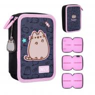 Пенал школьный твердый тройной HP-05 My Pusheen 533748 YES черный с розовым