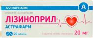Лізиноприл-Астрафарм №20 (10х2) таблетки 20 мг