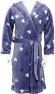Халат для девочек HW Сердечки р.134-140 темно-синий с белым 0338