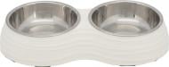 Миска Trixie для собак двойная белая меламин/металл 2x0.2 л 11см (25183)